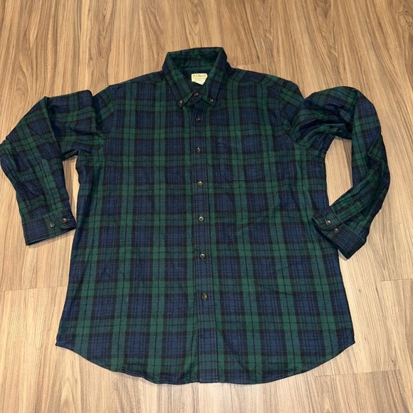 L.L.Bean Other - LL Bean Traditional Fit Plaid Flannel Shirt Mens Long Sleeve Green Blue L REG